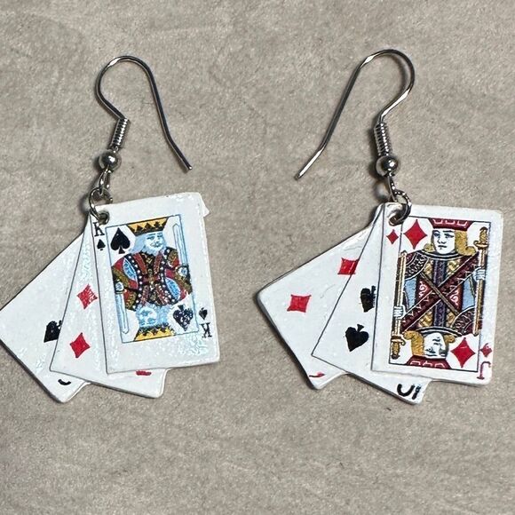 Poker Playing Cards Dangle Earrings | Fun & Unique Statement Jewelry - Picture 17 of 17